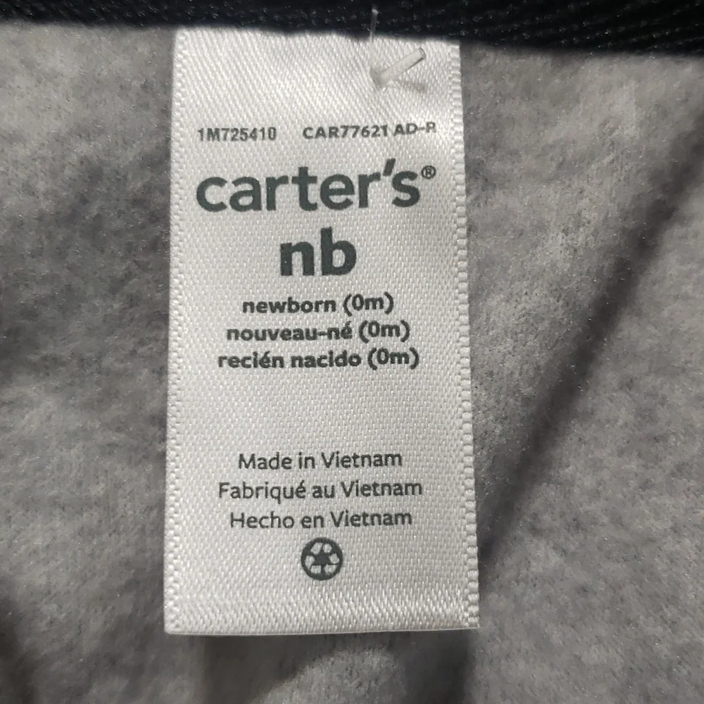 Carter's NWT Newborn 3-piece Gray Fleece Hoodie and Pants with Red Onesie